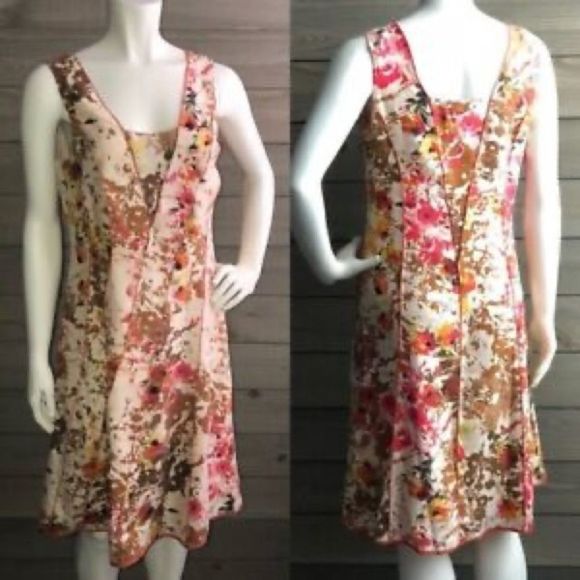 Sundance 100% Silk Cream and Floral Print Evelyn Tank Dress - Picture 2 of 15